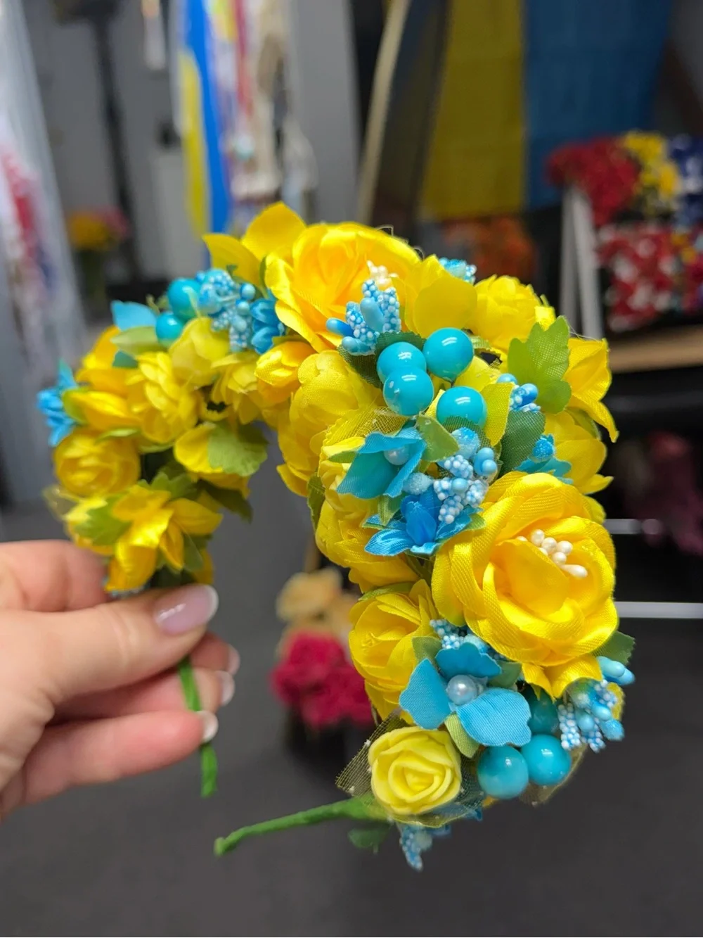 Yellow & Blue Floral Decorative Headband
